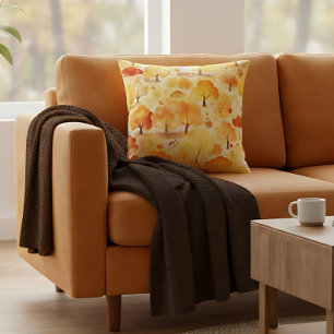 Fall Modern Colourful Contemporary Autumn Trees  Cushion