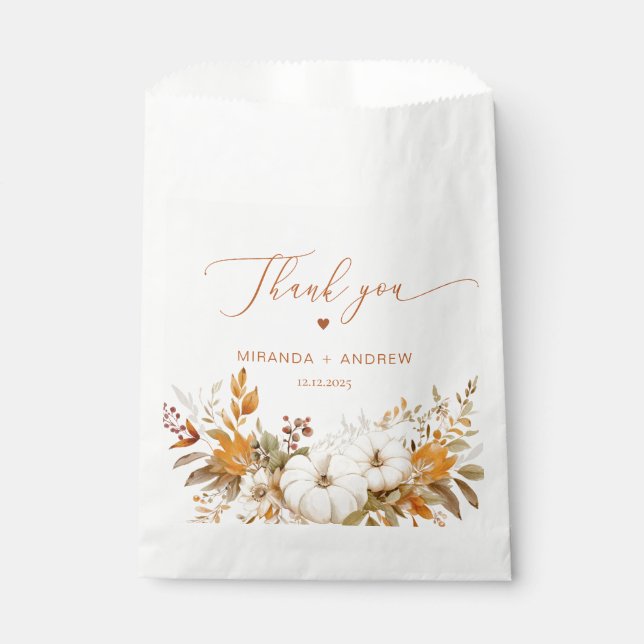 Fall Modern Terracotta Wedding Thank you Favour Bags (Front)