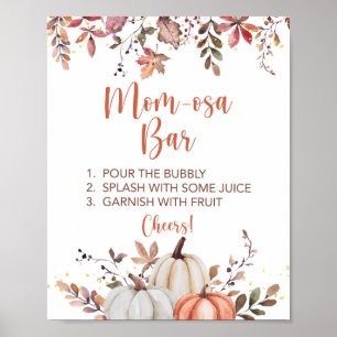 Fall Mom-osa Bar Baby Shower Sign Fall Pumpkins