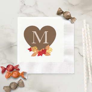 Fall Monogram Bridal Shower or Wedding Napkin