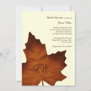 Fall Monogrammed Bridal Shower Invitation orange