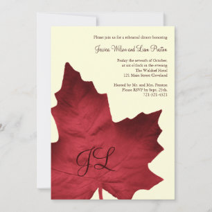 Fall Monogrammed Rehearsal Dinner Invite (red)