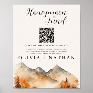 Fall Mountain Honeymoon Fund Wedding Sign