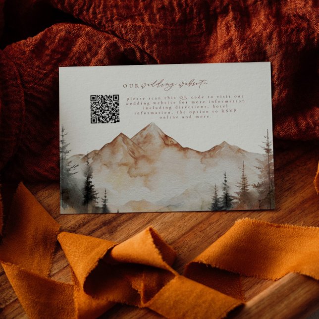 Fall Mountain QR Code Wedding Details Card (Creator Uploaded)