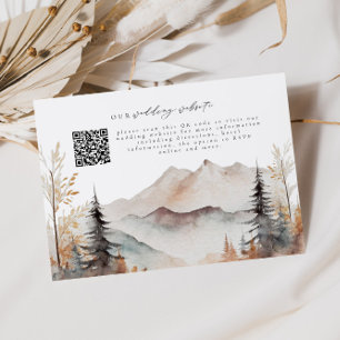 Fall Mountain QR Code Wedding Details Card