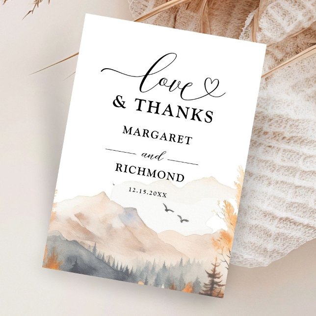 Fall Mountain Rustic Wedding Thank You Cards (Creator Uploaded)