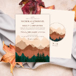 Fall Mountain Terracotta Forest Wedding Invitation<br><div class="desc">This invitation is perfect for fall themed mountain wedding. Back of card has bride and groom's monograms.</div>