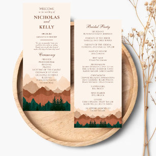 Fall Mountain Terracotta Forest Wedding Programs Programme