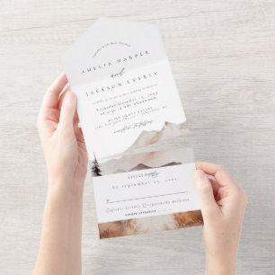 Fall Mountain Wedding All In One Invitation