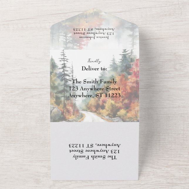 Fall Mountain Wedding  All In One Invitation (Outside)
