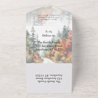 Fall Mountain Wedding  All In One Invitation