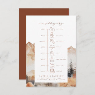 Fall Mountain Wedding Timeline with Icons Enclosure Card