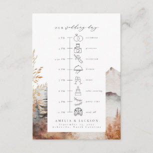 Fall Mountain Wedding Timeline with Icons Enclosure Card