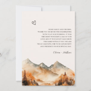 Fall Mountain Wedding With Photo Thank You Card