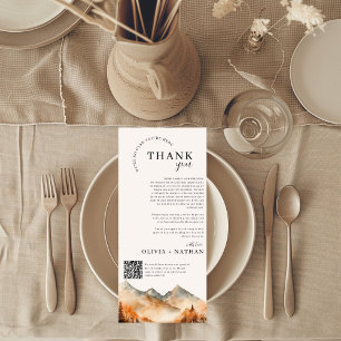 Fall Mountain Wedding with QR Code Thank You Card