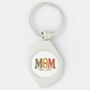 Fall Mum Autumn Leaves Heart Keychain