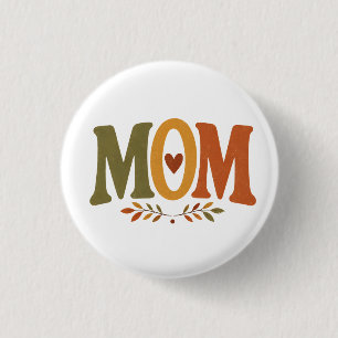 Fall Mum Autumn Leaves Heart Keychain 3 Cm Round Badge