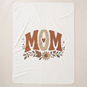 Fall Mum Boho Floral Terracotta Retro Earthy Wildf Sherpa Blanket