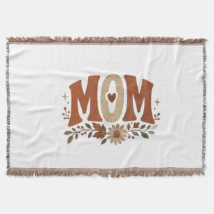 Fall Mum Boho Floral Terracotta Retro Earthy Wildf Throw Blanket