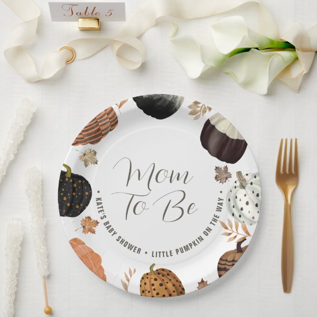 Fall Mum to Be Little Pumpkin Baby Shower Paper Paper Plate (Wedding)