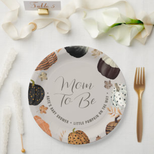 Fall Mum to Be Little Pumpkin Baby Shower Paper Plate