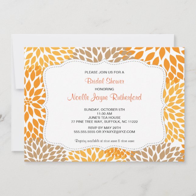 Fall Mums Wedding Bridal or Baby Shower invites (Front)