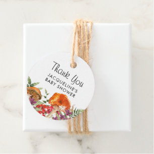 Fall Mushroom Baby Shower Thank You Favour Tags