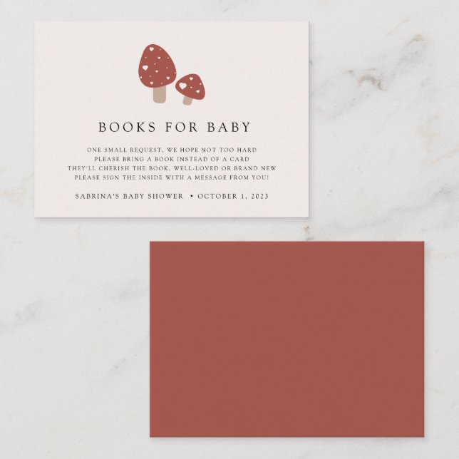 Fall Mushroom Books For Baby  Enclosure Card (Front/Back)