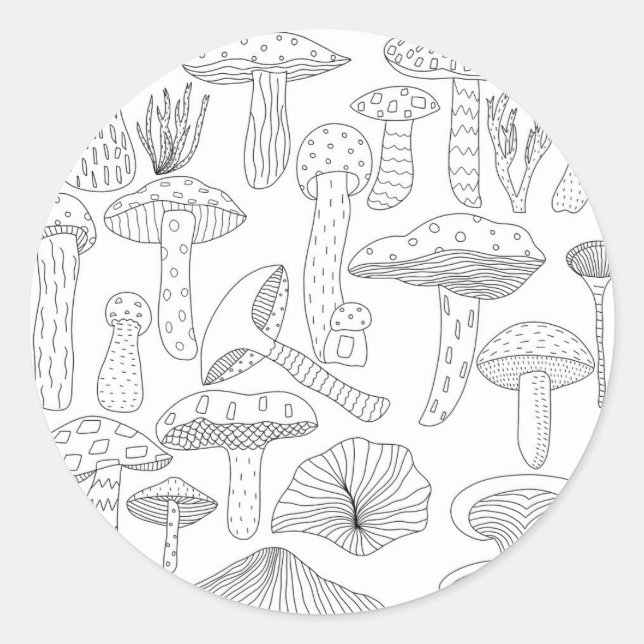Fall mushroom forest  classic round sticker (Front)