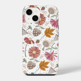 Fall Mushroom, Leaves, and Flowers iPhone 14 Case