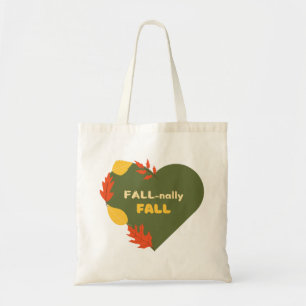 Fall-nally Fall Autumn Tote Bag With Heart, Leaves