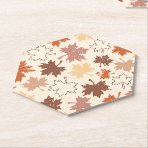 Fall natural design, autumn maple leaf paper coaster