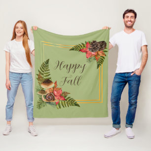 Fall nature frame with customisable text  fleece blanket