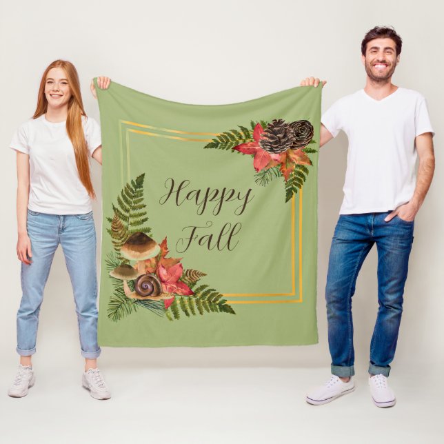 Fall nature frame with customisable text  fleece blanket (In Situ)
