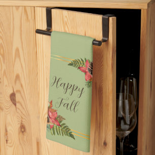 Fall nature frame with customisable text tea towel