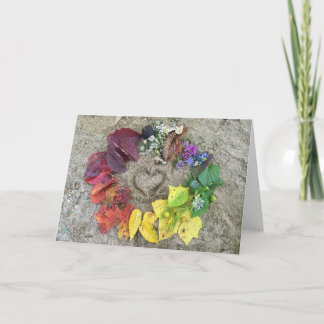 Fall nature rainbow wreath holiday card