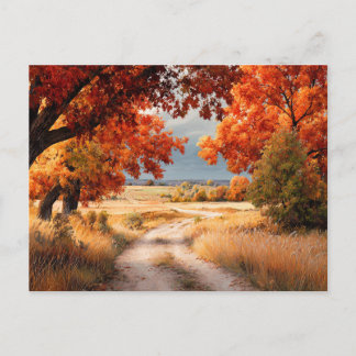 Fall Nature Scene AutumnFall Leaves Landscape Postcard