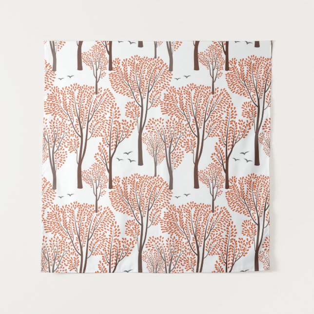Fall nature wildlife seamless pattern Autumn trees Tapestry (Front)