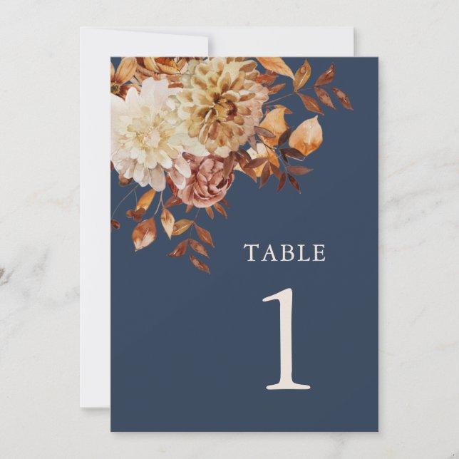Fall Navy Blue Table Number (Front)