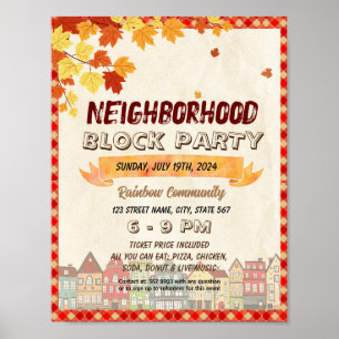 Fall Neighbourhood Block Party event template Poster