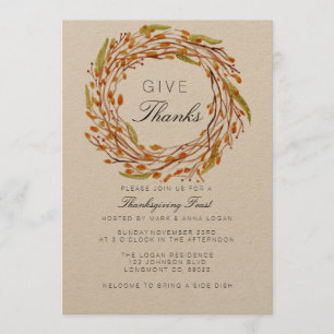 Fall Nest Thanksgiving Watercolor Invitation