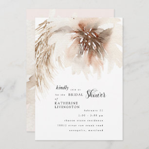 Fall Neutral Pampas Floral Bridal Shower Invitation