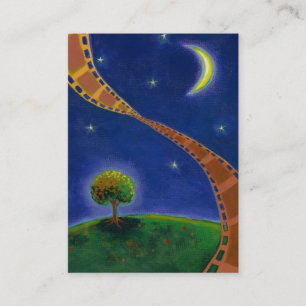 Fall night movie art fun painting for film lovers business card
