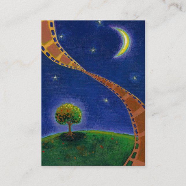 Fall night movie art fun painting for film lovers business card (Front)
