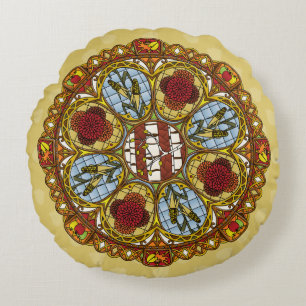 Fall Nouveau Round Pillow