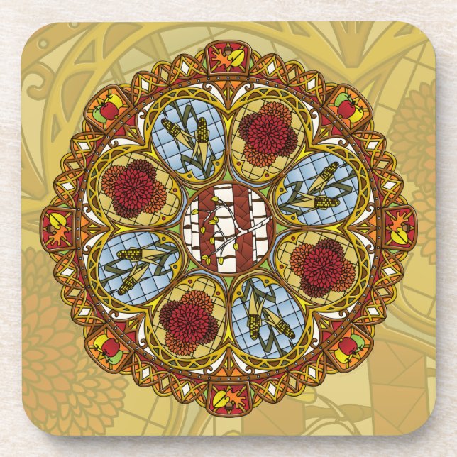 Fall Nouveau Square Coaster (Front)