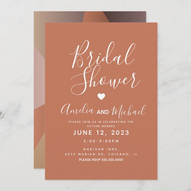 Fall Nuetral Geometrical Shapes Bridal Shower Invitation (Front/Back)