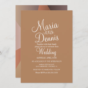 Fall Nuetral Modern Geometrical Brown Wedding Invitation