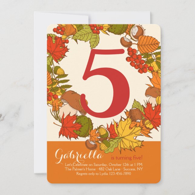 Fall Number Birthday Invitations (Front)