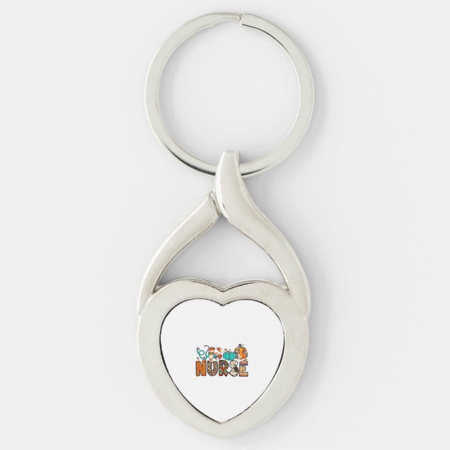 Fall Nurse Leopard Cowhide Pumpkin Fall 744 Key Ring (Front)